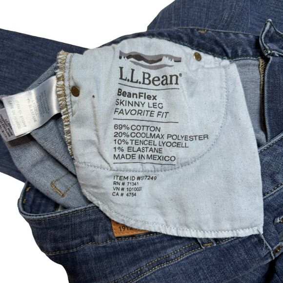 L.L. Bean Women's BeanFlex Skinny Leg Favorite Fit Denim Blue Jeans Size 14P - Picture 6 of 11